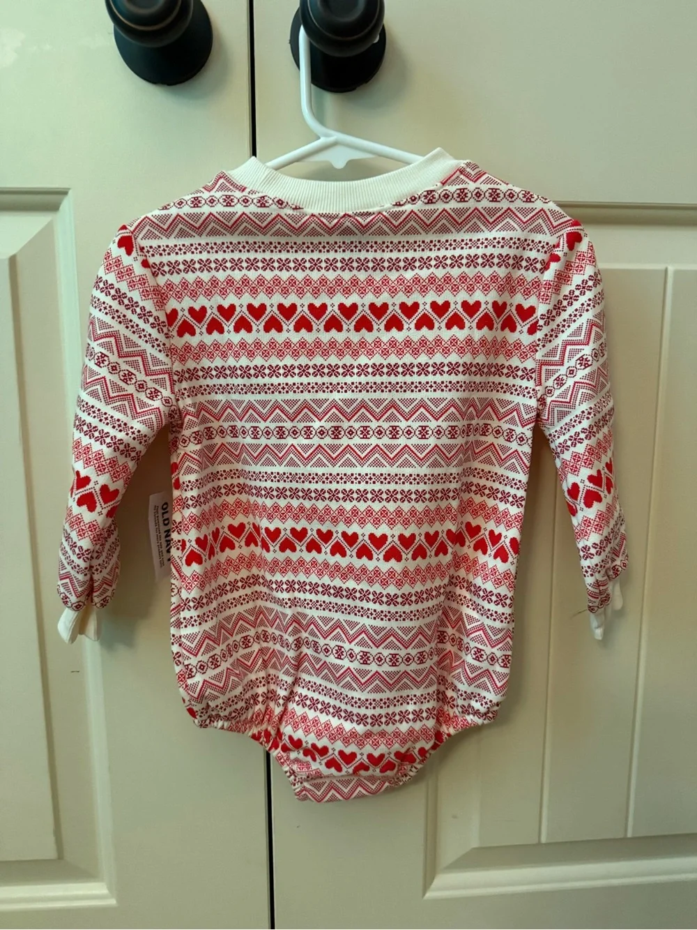 Old Navy White and Red Patterned Baby Bodysuit